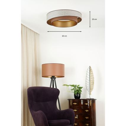 Brilagi - LED Dimbar taklampa VEGAS SHINE LED/24W/230V diameter 60 cm 3000/4000/6500K brun + fjärrkontroll