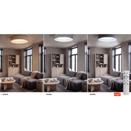 BRILAGI - Dimbart LED-takarmatur VELVET SMARTIX LED/24W/230V 3000-6000K Ø 45 cm grå Wi-Fi Tuya Beacon + fjärrkontroll