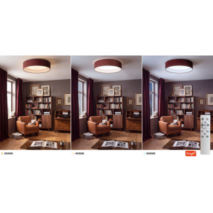 BRILAGI - Dimbart LED-takarmatur VELVET SMARTIX LED/36W/230V 3000-6000K Ø55 cm vinröd Wi-Fi Tuya Beacon + fjärrkontroll