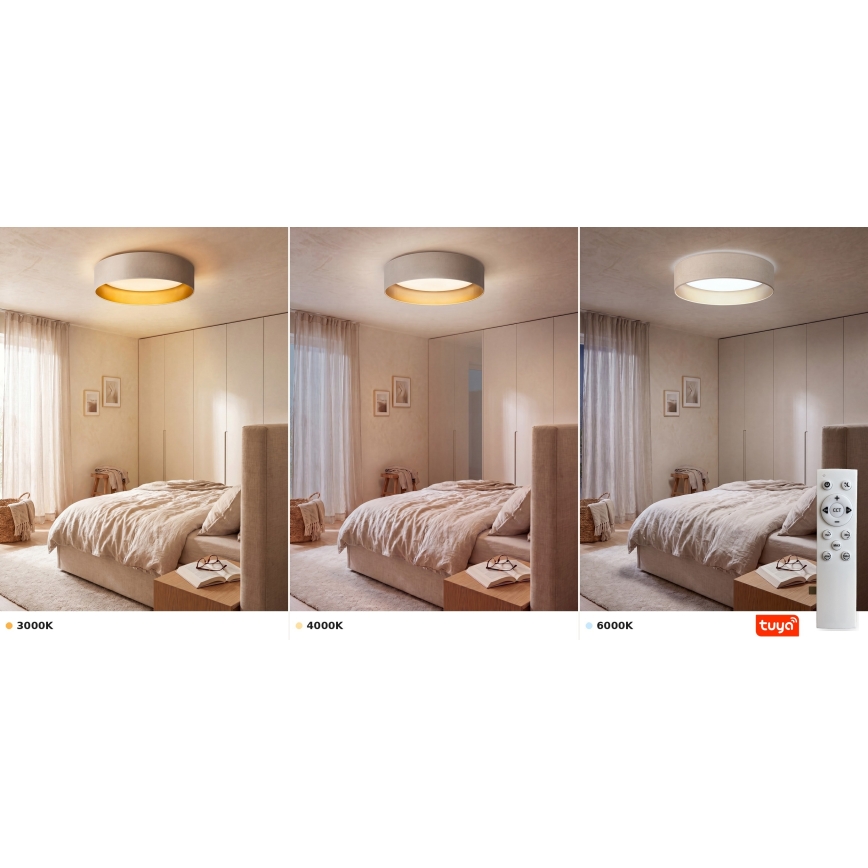 BRILAGI - LED-dimbar taklampa VELVET SMARTIX LED/36W/230V 3000-6000K Ø 55 cm krämvit/guld Wi-Fi Tuya Beacon + fjärrkontroll