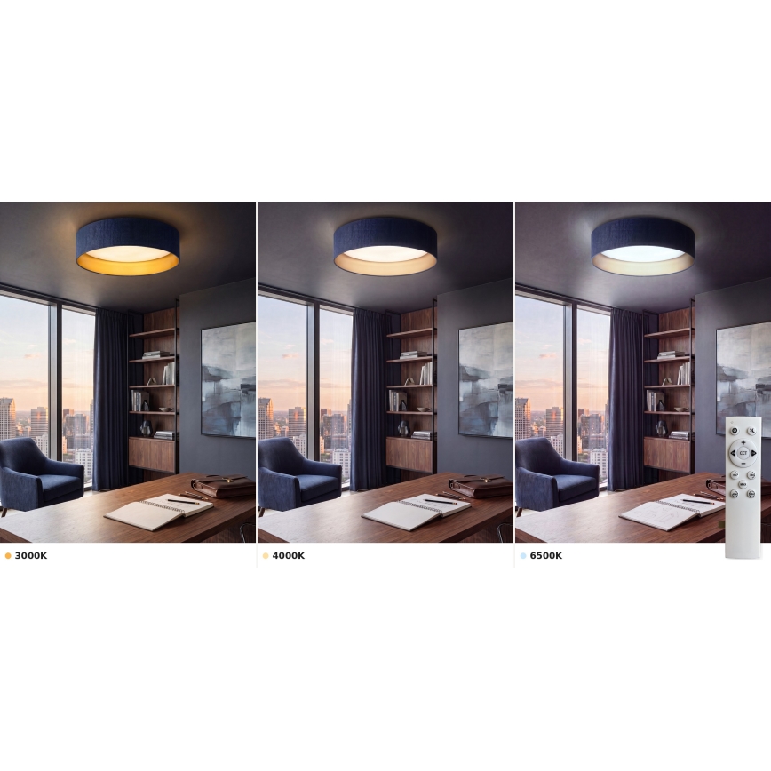 Brilagi - LED dimbar taklampa VELVET SMART VARI LED/24W/230V 3000-6500K Ø 45 cm blå/guld + fjärrkontroll