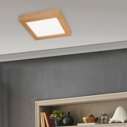 Brilagi - LED ljusreglerad taklampa till badrum WOODY FRAME LED/24W/230V ek 30x30 cm 3000-6000K IP44 + fjärrkontroll