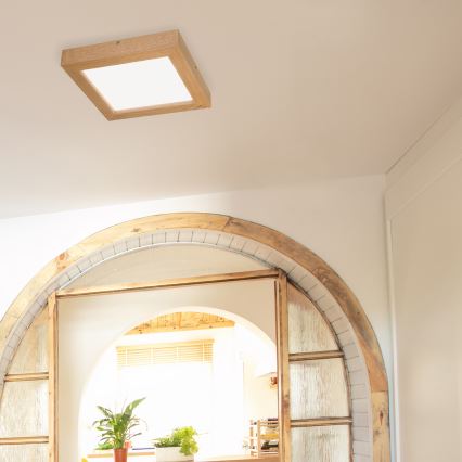 Brilagi - LED ljusreglerad taklampa till badrum WOODY FRAME LED/24W/230V ek 30x30 cm 3000-6000K IP44 + fjärrkontroll