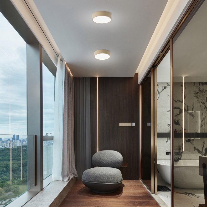 Brilagi - Dimbar LED-taklampa POOL LED/18W/230V 3000-6000K 20 cm beige + fjärrkontroll