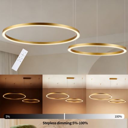 Brilagi - Dimbar LED-pendel på kabel PORTOFINO LED/98W/230V 3000-6000K guld + fjärrkontroll