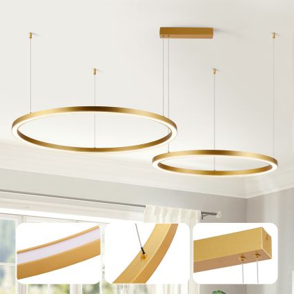 Brilagi - Dimbar LED-pendel på kabel PORTOFINO LED/98W/230V 3000-6000K guld + fjärrkontroll