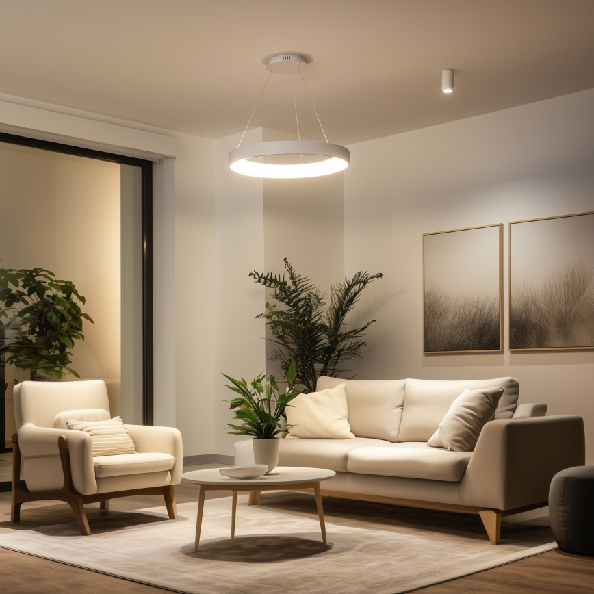 BRILAGI - LED-dimbar pendellampa på vajer FALCON II LED/99W/230V 3000-6500K Ø 60 cm vit + fjärrkontroll