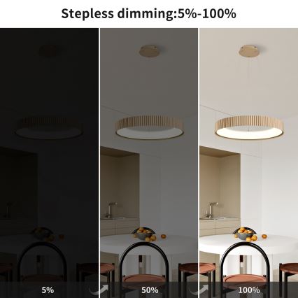 Brilagi - Dimmbar pendellampa på vajer FALCON MODERN LED/54W/230V 3000-6500K Ø 60 cm beige + fjärrkontroll