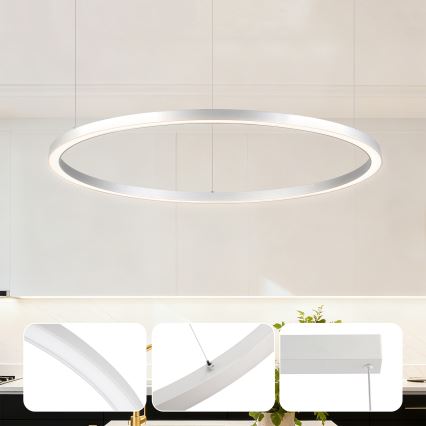 Brilagi - LED-dimbar pendellampa på vajer PORTOFINO LED/60W/230V 3000-6000K Ø 80 cm silver + fjärrkontroll