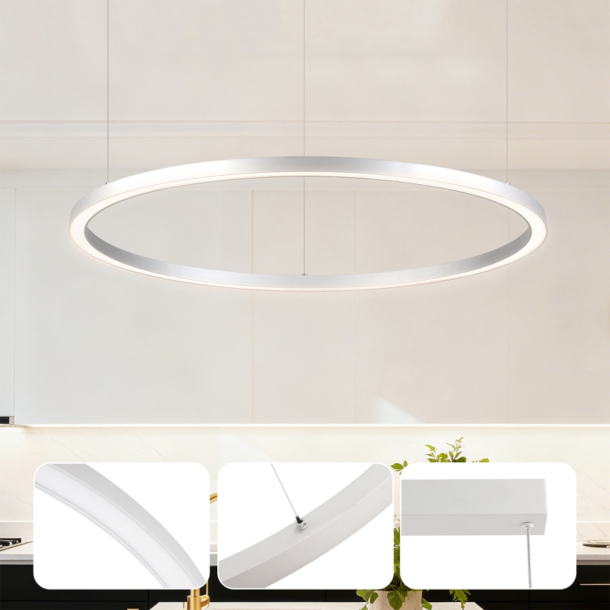 Brilagi - LED-dimbar pendellampa på vajer PORTOFINO LED/60W/230V 3000-6000K Ø 80 cm silver + fjärrkontroll