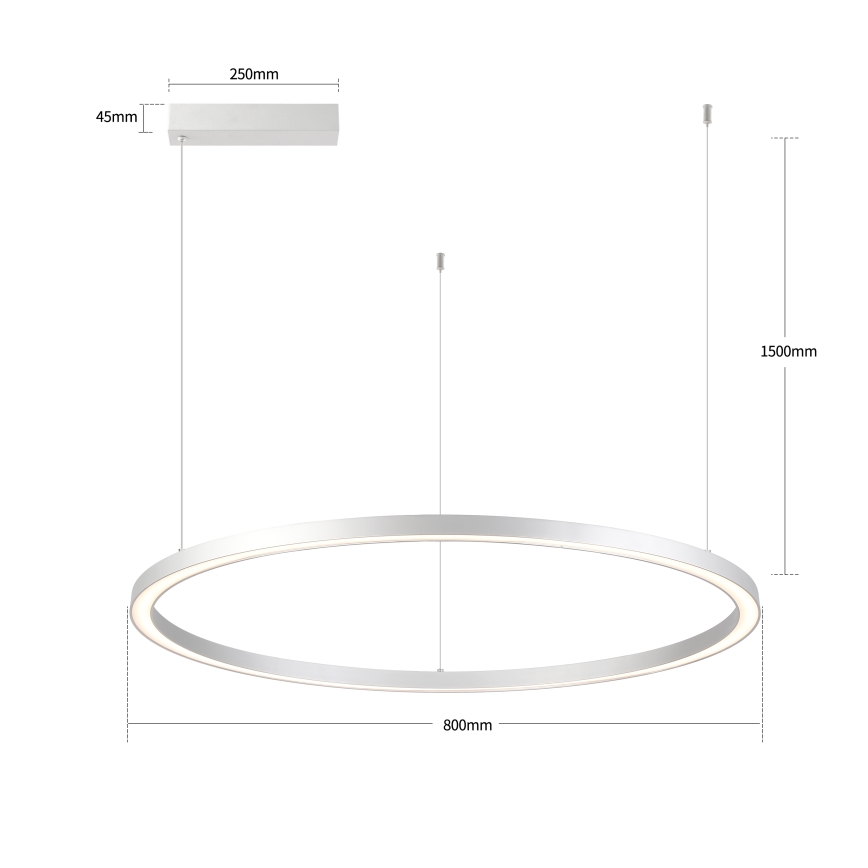 Brilagi - LED-dimbar pendellampa på vajer PORTOFINO LED/60W/230V 3000-6000K Ø 80 cm silver + fjärrkontroll