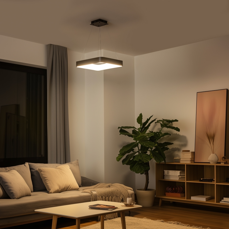 Brilagi - Dimbar LED-pendel på vajer FALCON II LED/80W/230V 3000-6500K 40x40 cm svart + fjärrkontroll