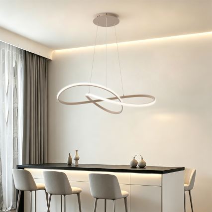 Brilagi - Dimmbar LED-pendellampa med kabelupphängning INFINITY LED/80W/230V 3000-6000K 80x80 cm beige + fjärrkontroll
