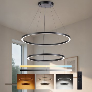 Brilagi - LED-dimbar pendellampa på vajer PORTOFINO LED/98W/230V 3000-6000K Ø 80 cm svart + fjärrkontroll