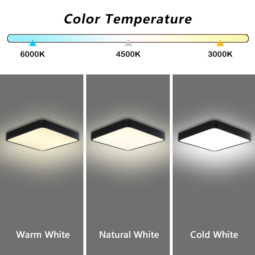 Brilagi - LED dimbar taklampa POOL SQUARE LED/36W/230V 3000-6000K 40x40 cm svart + fjärrkontroll