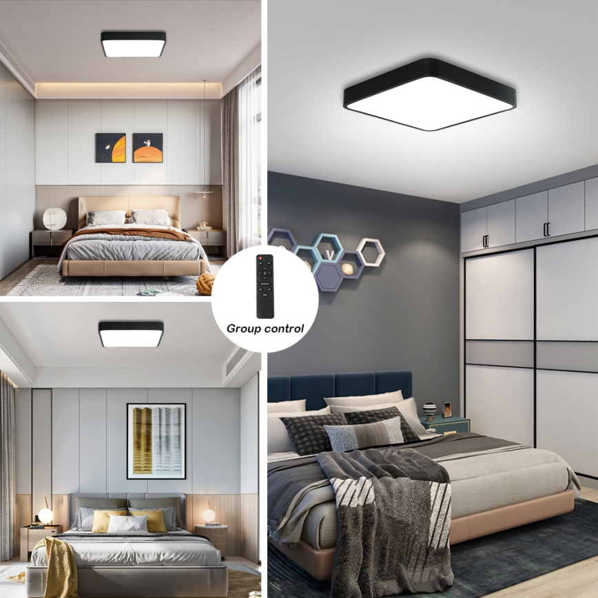 Brilagi - LED dimbar taklampa POOL SQUARE LED/36W/230V 3000-6000K 40x40 cm svart + fjärrkontroll