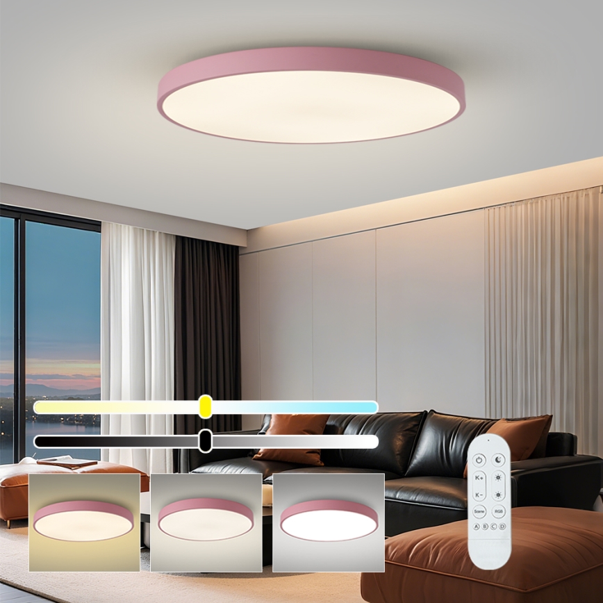 Brilagi - dimmerbar poolarmatur SMART LED/128W/230V Ø 100 cm 3000-6000K Wi-Fi Tuya + fjärrkontroll rosa
