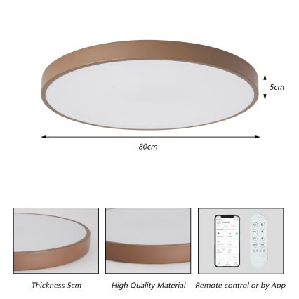 Brilagi - Dimmbar LED-armatur POOL SMART LED/100W/230V Ø 80 cm 3000-6000K Wi-Fi Tuya + fjärrkontroll brun