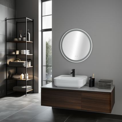 Brilagi - Uppvärmd LED-badrumsspegel AVA ECO, LED 11,5 W / 230 V, Ø 60 cm, IP44, CRI 90, dimbar + CCT