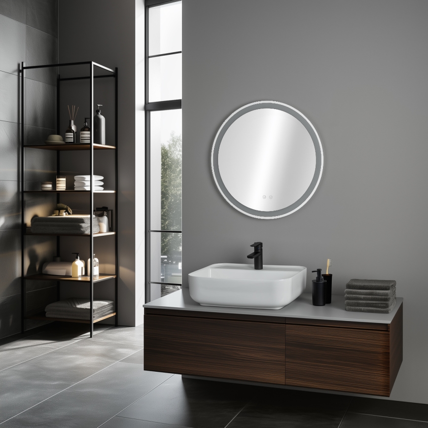 Brilagi - Uppvärmd LED-badrumsspegel AVA ECO, LED 11,5 W / 230 V, Ø 60 cm, IP44, CRI 90, dimbar + CCT