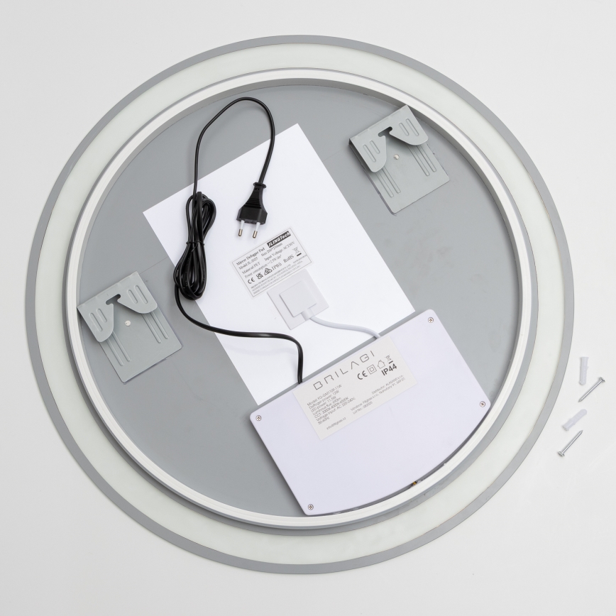 Brilagi - Uppvärmd LED-badrumsspegel AVA ECO, LED 11,5 W / 230 V, Ø 60 cm, IP44, CRI 90, dimbar + CCT