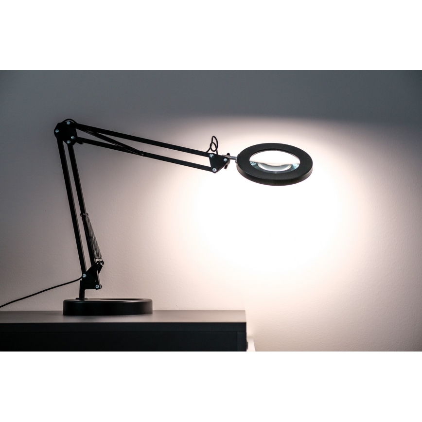 Brilagi - LED dimbar bordslampa med förstoringsglas LENS LED/12W/5V 3000/4200/6000K svart