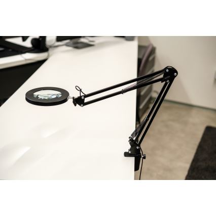 Brilagi - LED dimbar bordslampa med förstoringsglas LENS LED/12W/5V 3000/4200/6000K svart