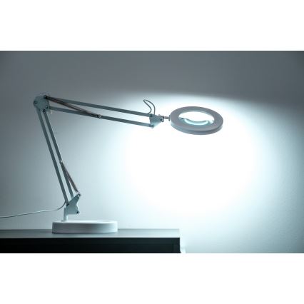 Brilagi - LED dimbar bordslampa med förstoringsglas LENS LED/12W/5V 3000/4200/6000K vit