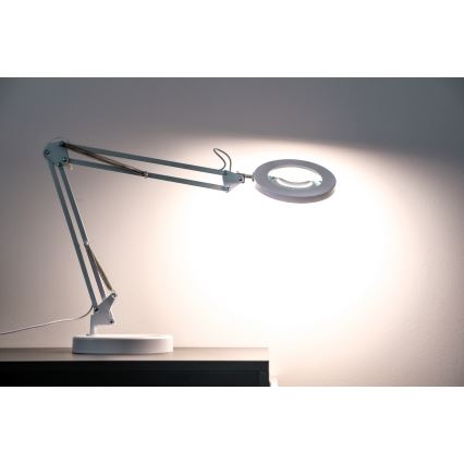 Brilagi - LED dimbar bordslampa med förstoringsglas LENS LED/12W/5V 3000/4200/6000K vit
