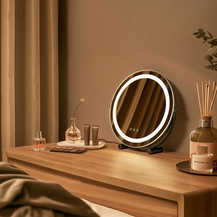 BRILAGI - LED-dimbar sminkspegel CALIFORNIA LED/17W/230V 3000/4000/6500K Ø 42 cm svart