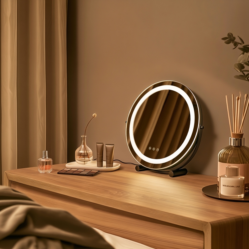 BRILAGI - LED-dimbar sminkspegel CALIFORNIA LED/17W/230V 3000/4000/6500K Ø 42 cm svart