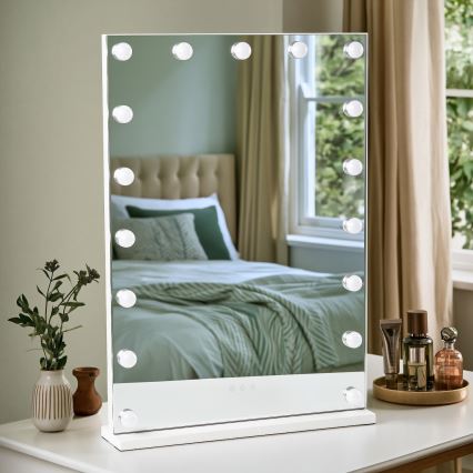 BRILAGI - LED dimbar sminkspegel HOLLYWOOD LED/15W/230V CCT + 2x USB 55x77 cm vit