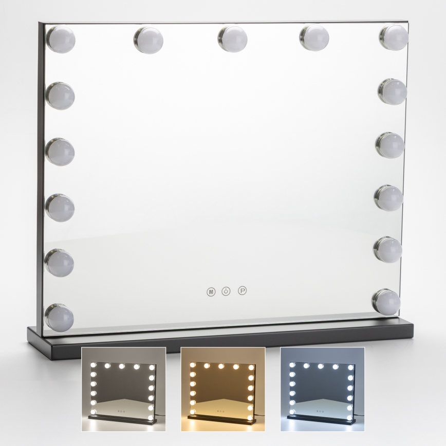 BRILAGI - LED dimbar sminkspegel HOLLYWOOD LED/15W/230V CCT + USB svart