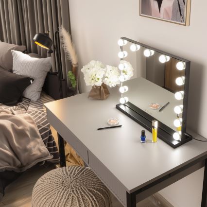 BRILAGI - LED dimbar sminkspegel HOLLYWOOD LED/15W/230V CCT + USB svart