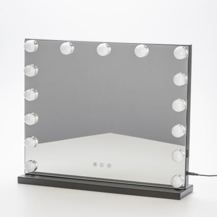 BRILAGI - LED dimbar sminkspegel HOLLYWOOD LED/15W/230V CCT + USB svart