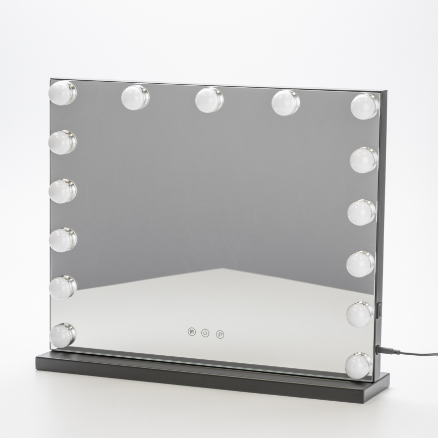BRILAGI - LED dimbar sminkspegel HOLLYWOOD LED/15W/230V CCT + USB svart