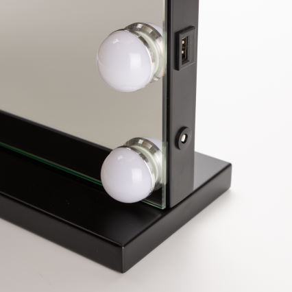 BRILAGI - LED dimbar sminkspegel HOLLYWOOD LED/15W/230V CCT + USB svart