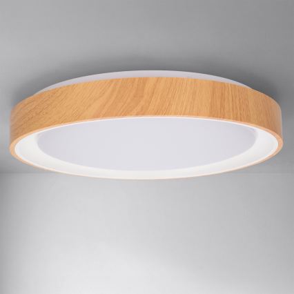 Brilagi - LED dimbar takarmatur FLOCO LED/48W/230V Ø 40 cm träfinish/vit + fjärrkontroll