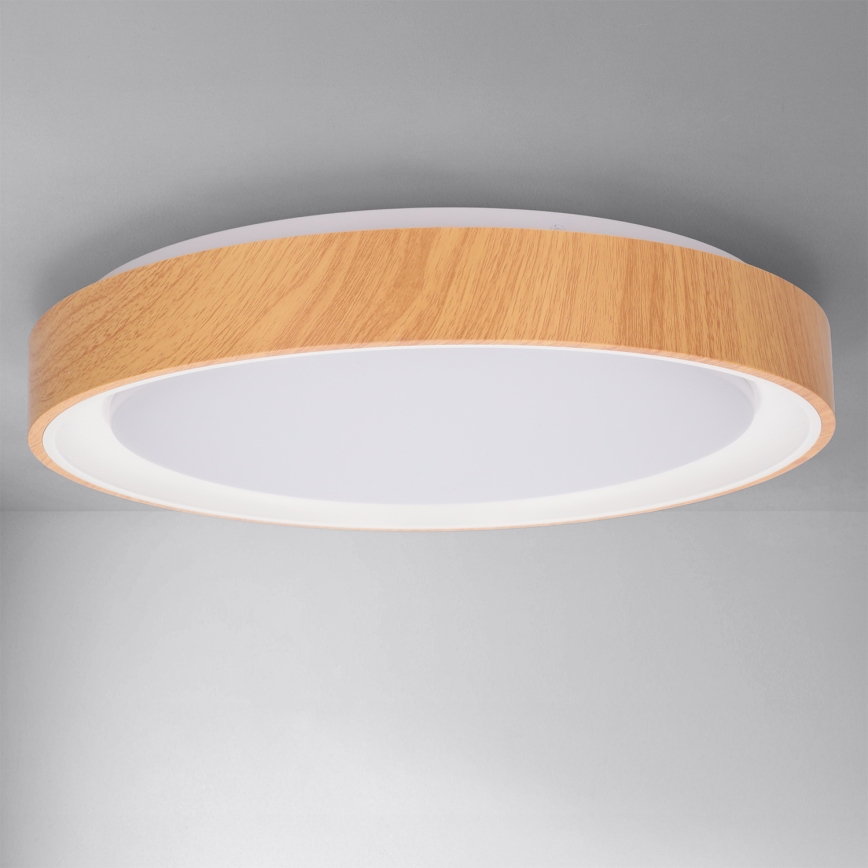 Brilagi - LED dimbar takarmatur FLOCO LED/48W/230V Ø 40 cm träfinish/vit + fjärrkontroll