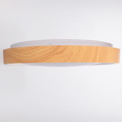 Brilagi - LED dimbar takarmatur FLOCO LED/48W/230V Ø 40 cm träfinish/vit + fjärrkontroll