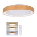 Brilagi - LED dimbar takarmatur FLOCO LED/48W/230V Ø 40 cm träfinish/vit + fjärrkontroll