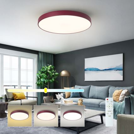 Brilagi - Dimbar LED-taklampa POOL LED/60W/230V 3000-6000K Ø 60 cm bordeaux + fjärrkontroll