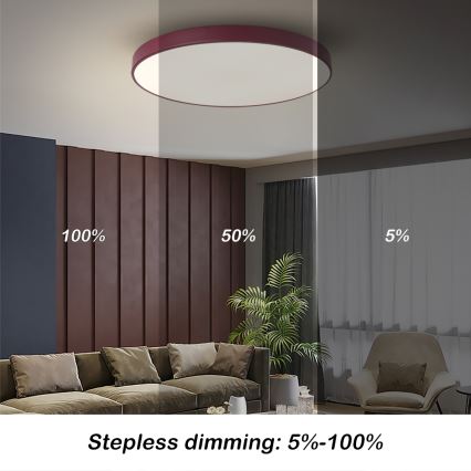 Brilagi - Dimbar LED-taklampa POOL LED/60W/230V 3000-6000K Ø 60 cm bordeaux + fjärrkontroll