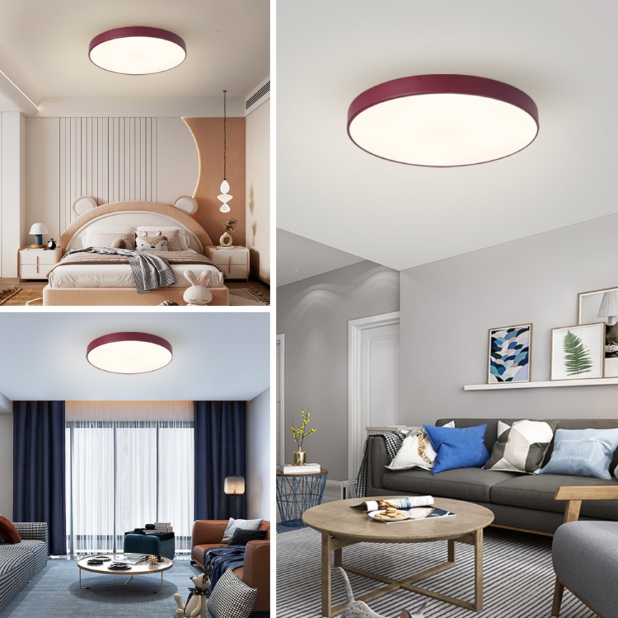 Brilagi - Dimbar LED-taklampa POOL LED/60W/230V 3000-6000K Ø 60 cm bordeaux + fjärrkontroll