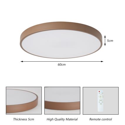 Brilagi - Dimbart LED-takarmatur POOL LED/60W/230V 3000-6000K Ø 60 cm brun + fjärrkontroll