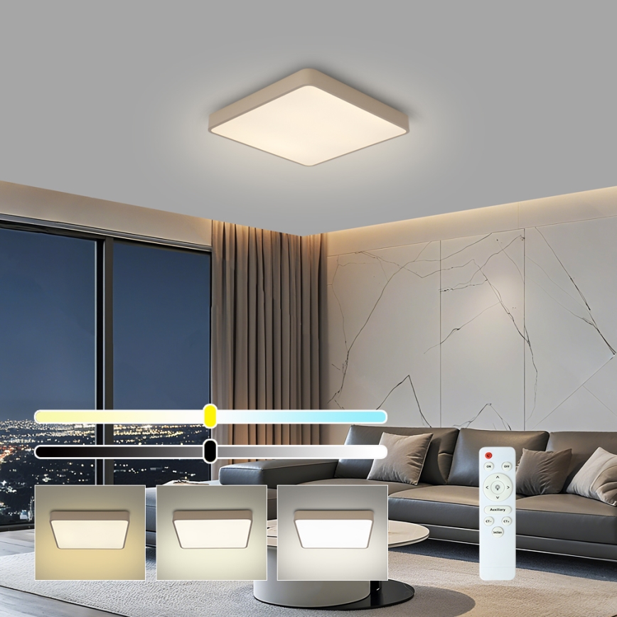 BRILAGI - Dimbart LED-takarmatur POOL SQUARE LED/36W/230V 3000-6000K 40x40 cm beige + fjärrkontroll