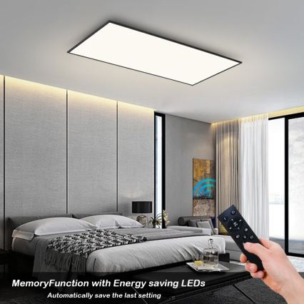 Brilagi - LED Dimmbar takarmatur SLIMFRAME LED/80W/230V 120x60 cm 3000-6000K svart + fjärrkontroll