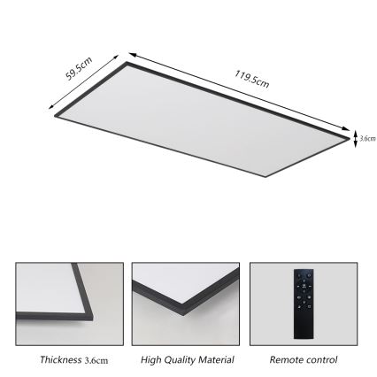 Brilagi - LED Dimmbar takarmatur SLIMFRAME LED/80W/230V 120x60 cm 3000-6000K svart + fjärrkontroll