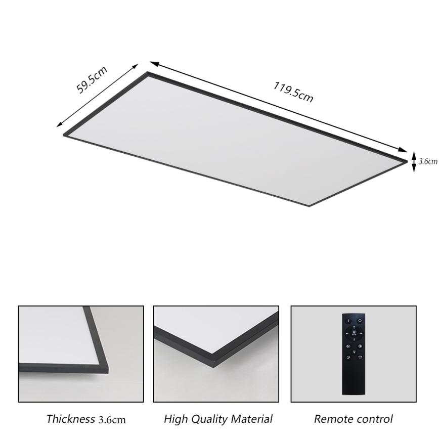 Brilagi - LED Dimmbar takarmatur SLIMFRAME LED/80W/230V 120x60 cm 3000-6000K svart + fjärrkontroll