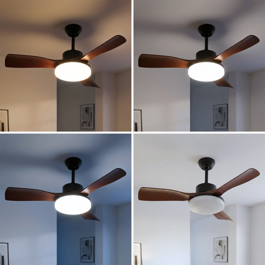 Brilagi - Dimmbar LED-takfläkt LED/34W/230V 3000–6500K Ø 106 cm svart/brun + fjärrkontroll